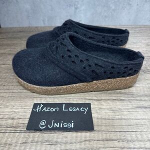 Haflinger~Women’s~Lacey  Black Boiled Wool  Slip On Clogs~EU 36/US 5-5.5